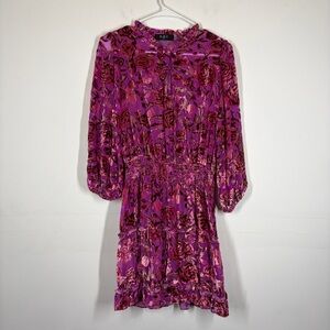 O.P.T Floral Velvet Burnout Mini Dress Size XL